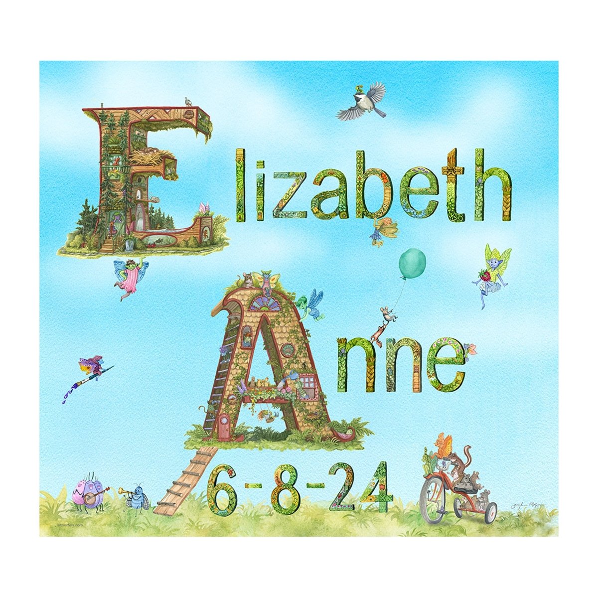 Child Name Print with Date of Birth - Art'n Letters, Inc.