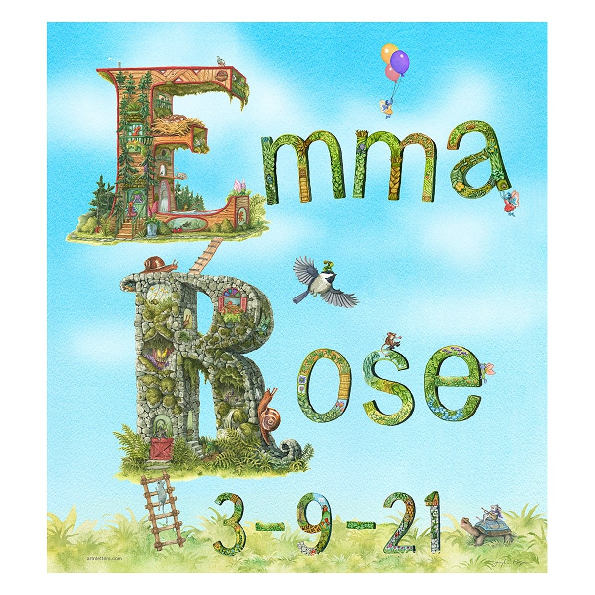 Child's Name Print with Date of Birth - Art'n Letters, Inc.