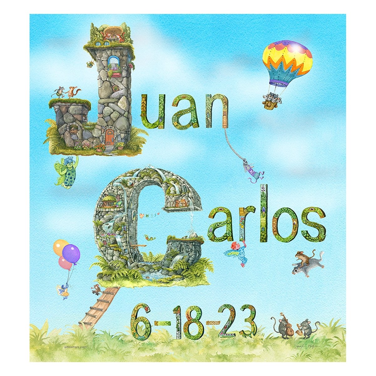 Child's Name Print with Date of Birth - Art'n Letters, Inc.