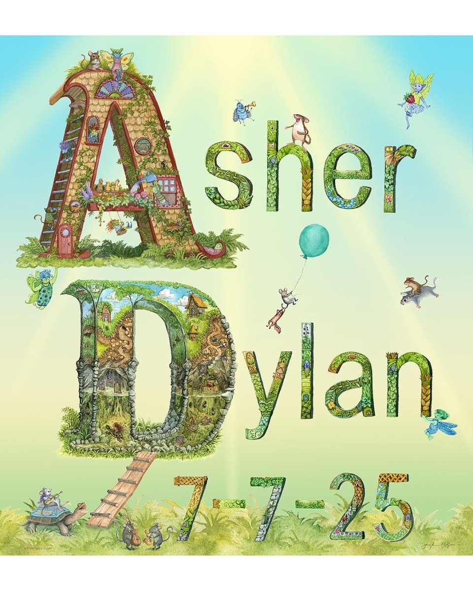 Child Name Print with Date of Birth - Art'n Letters, Inc.