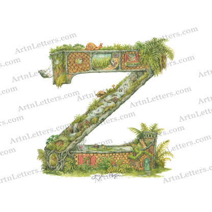 Highly detailed, colorful illustration of capital letter Z