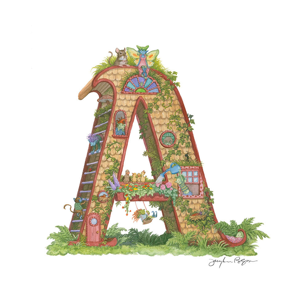 Highly detailed, colorful illustration of capital letter A